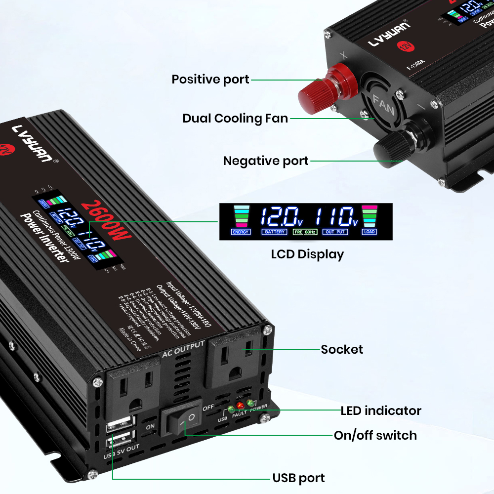 Inversor de Energia 1500W 2000 - Outdoor Power Inverter avaliação e preço