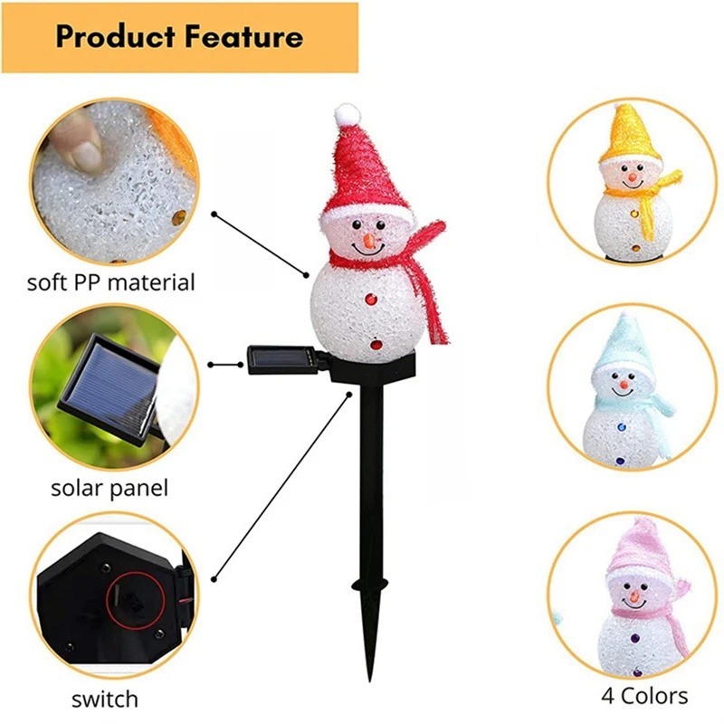 2 led boneco de neve luz solar - Outdoor Yard Power Stake avaliação e preço