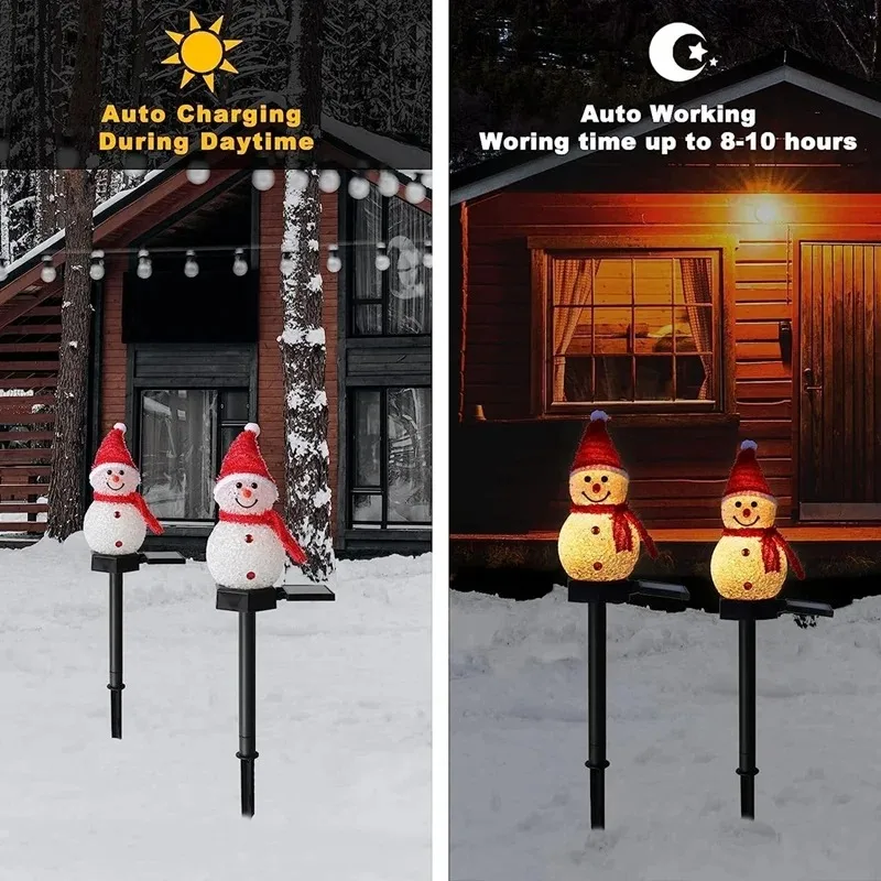 2 led boneco de neve luz solar - Outdoor Yard Power Stake avaliação e preço